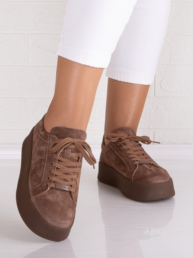 Pantofi dama casual Camel din Piele Naturala Intoarsa Semila - Img 4