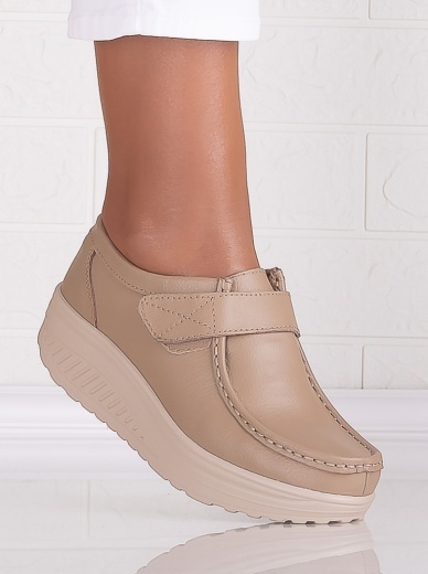 Pantofi dama casual Khaki din Piele Naturala Rachel - Img 3