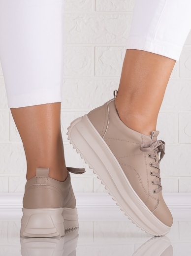 Pantofi dama casual Khaki din Piele Naturala Shula - Img 4
