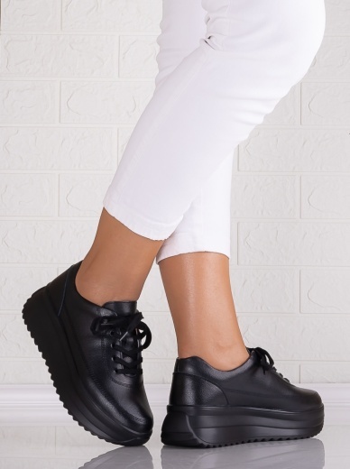 Pantofi dama casual Negri din Piele Naturala Lerana - Img 3