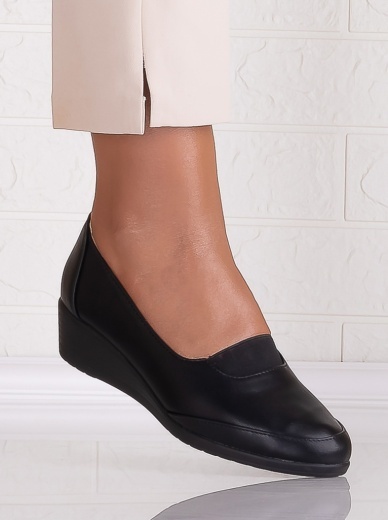 Pantofi dama cu platforma Negri din Piele Ecologica Aimada