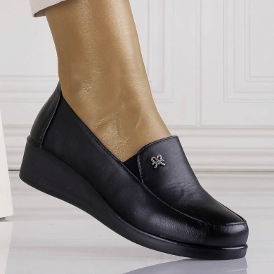 Pantofi dama cu platforma Negri din Piele Ecologica Aosima - Img 2