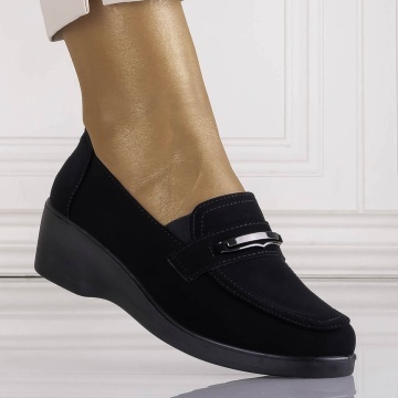 Pantofi dama cu platforma Negri din Piele Ecologica Intoarsa Gonzi