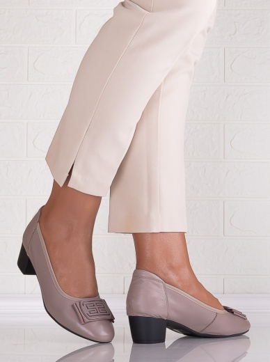 Pantofi dama cu toc Khaki din Piele Naturala Alimira - Img 2