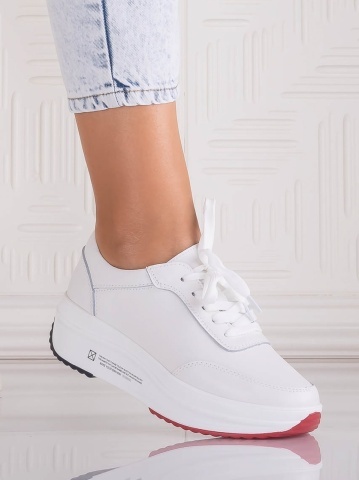 Pantofi dama Sport Albi din Piele Naturala Amadi