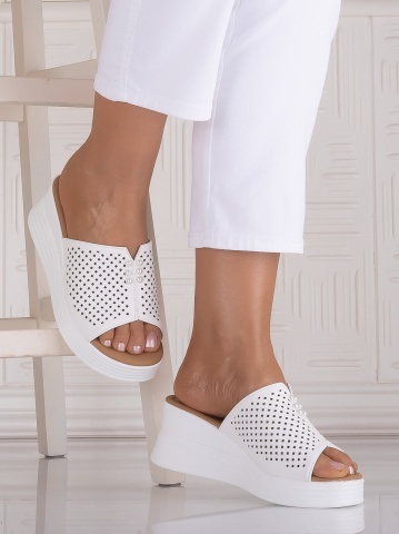 Papuci dama Albi cu platformă din Piele Ecologica Almonda