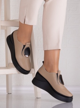 Papuci dama cu platforma Kaki din Piele Naturala Armane - Img 3