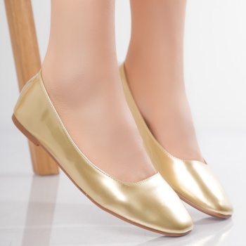 Ranela Ladies' Golden Organic Leather Μπαλαρίνες από οργανικό δέρμα με λάκα