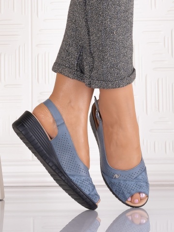 Sandale casual Albastre dama din Piele Ecologica Auura