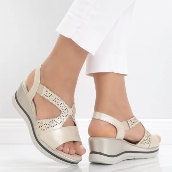 Sandale dama cu platforma Bej din Piele Ecologica Yura - Img 3