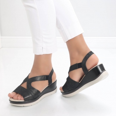 Sandale dama cu platforma Negre din Piele Ecologica Yura - Img 6