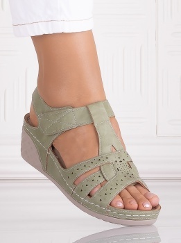 Sandale dama cu platforma verzi din piele ecologica Iulia