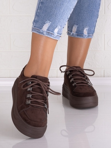 Sneakers dama cu platforma Maro din Piele Ecologica Intoarsa Davena - Img 5