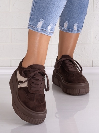 Sneakers dama cu platforma Maro din Piele Ecologica Intoarsa Nevasa - Img 5