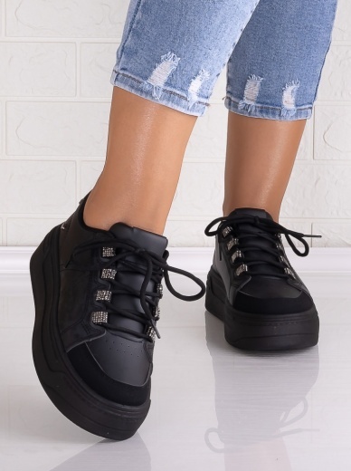 Sneakers dama cu platforma Negri din Piele Ecologica Davena - Img 5