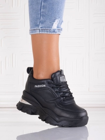 Sneakers dama cu platforma Negri din Piele Ecologica Ninera