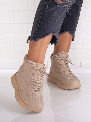 Sneakers dama Imblaniti Bej din Piele Ecologica Kandela - Img 3