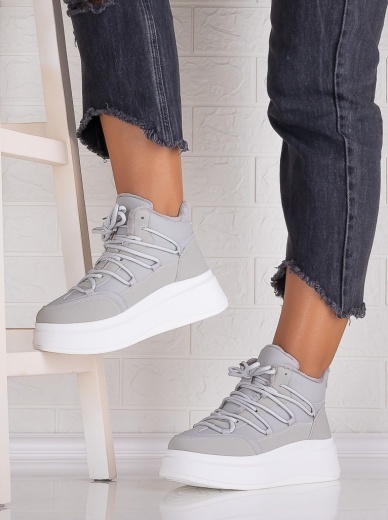 Sneakers dama Imblaniti Gri din Piele Ecologica Elizze - Img 4