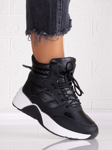 Sneakers dama Imblaniti Negri din Piele Eco,si fas Miracla - Img 3