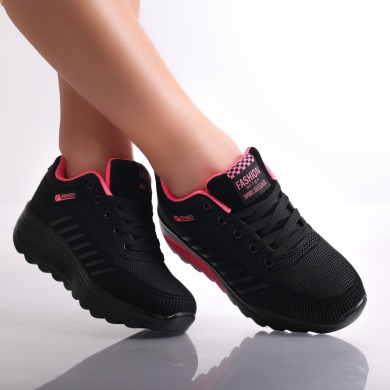 Γυναικεία μαύρα/ροζ sneakers από την Textil Lulea - Img 2