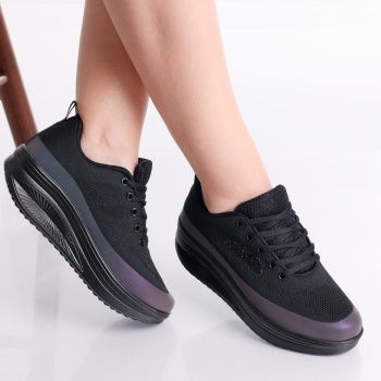 Γυναικεία μαύρα sneakers από την Textil Riana - Img 3