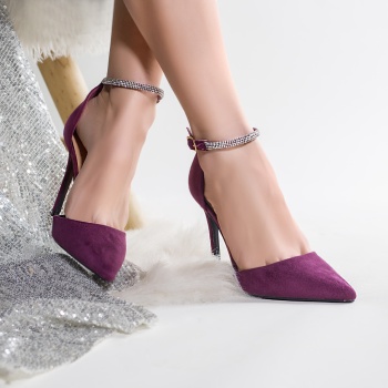 Γυναικεία παπούτσια σε μοβ eco suede δέρμα tolib - Img 2