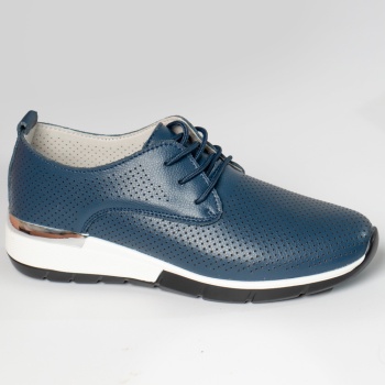 Γυναικεία casual παπούτσια navy blue φυσικό δέρμα lamita - Img 4