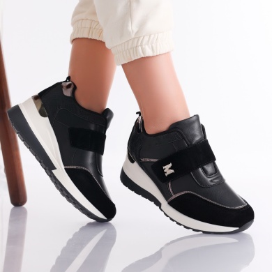 Γυναικεία sneakers πλατφόρμα Blackri από οικολογικό δέρμα Bareni - Img 2