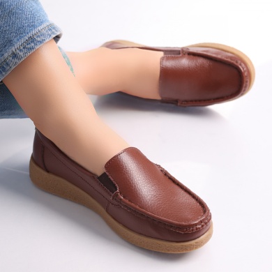 Κυρίες casual παπούτσια Brown φυσικό δέρμα Danina - Img 5