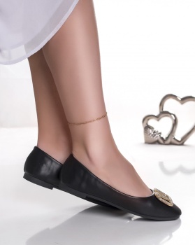 Μαύρες γυναικείες μπαλαρίνες από μανάλι eco leather dini - Img 5