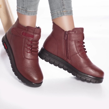 Μπότες χωρίς θήκη από διακοσμημένο eco leather μπορντό