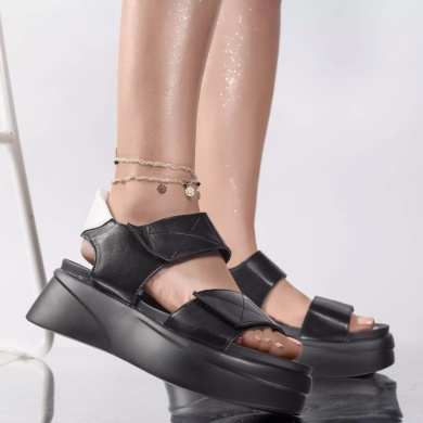 Σανδάλια πλατφόρμα loly μαύρο eco leather - Img 3