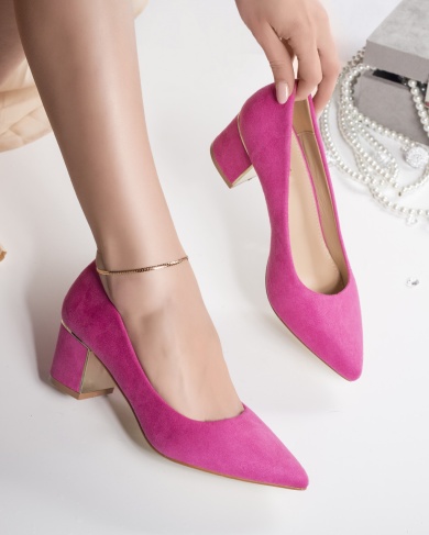 Φούξια γυναικεία παπούτσια με τακούνι από eco suede kila - Img 3