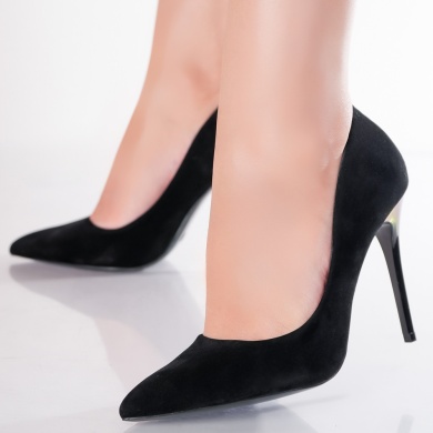 Asrai Ladies Μαύρο Eco Leather Παπούτσια με τακούνι - Img 3