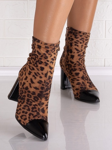 Botine Dama cu toc Animal print din Textil Salara - Img 5