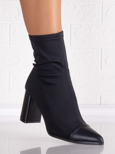 Botine Dama cu toc Negre din Textil Salara - Img 2