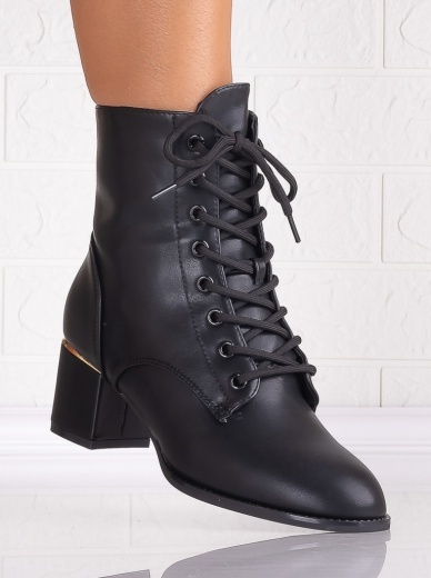Botine Dama Imblanite Negre din Piele Ecologica Feliana - Img 3