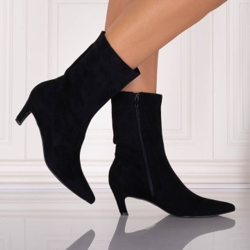 Botine dama Negre din Piele Ecologica Intoarsa Loretta