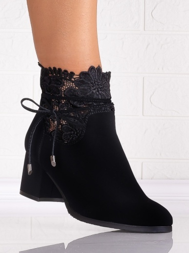 Botine Dama Negre din Piele Ecologica Intoarsa Nabia - Img 2