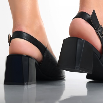 Emely Ladies' Black Eco Leather Σανδάλια με τακούνι - Img 8