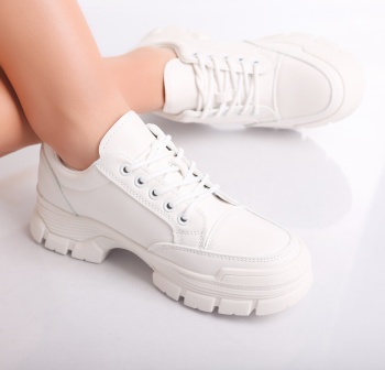 Esle γυναικεία λευκά Eco Leather Casual παπούτσια - Img 5