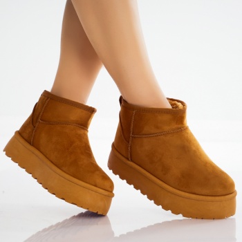 Gargs Ladies Camel Woven Organic Leather μπότες από βιολογικό δέρμα - Img 2