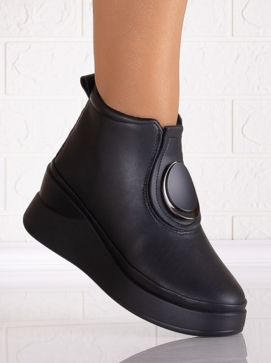 Ghete dama cu platforma Negre din Piele Naturala Adaria