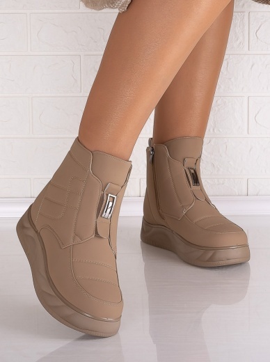 Ghete Dama Imblanite Khaki din Piele Ecologica Velaria - Img 4