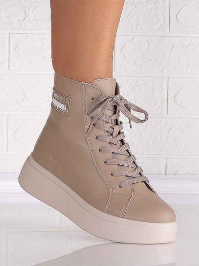Ghete dama Imblanite Khaki din Piele Naturala Levela