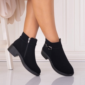 Ghete Dama Imblanite Negre din Piele Ecologica Intoarsa Amarea