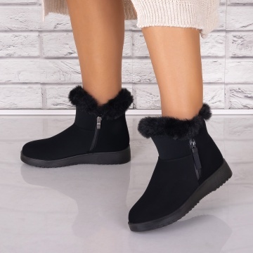 Ghete Dama Imblanite Negre din Piele Ecologica Intoarsa Drema