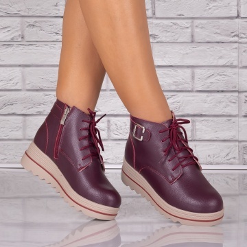 Ghete dama mblanite Bordo din Piele Naturala Galesia