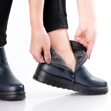 Ludai Κυρίες Μπλε Μαύρο Eco Leather μπότες - Img 5