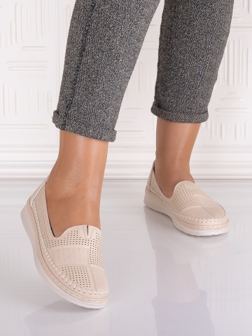 Pantofi casual Bej dama din Piele Ecologica Arsene